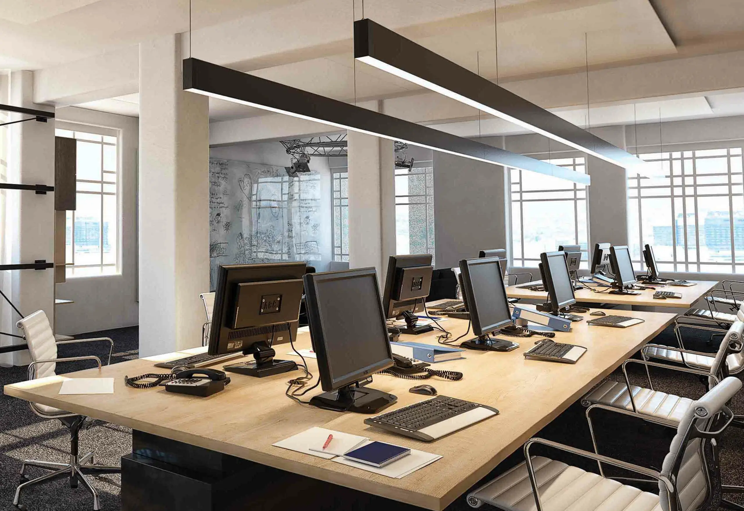 office lighting UAE project linear lighting - smart office lighting - office lighting automation